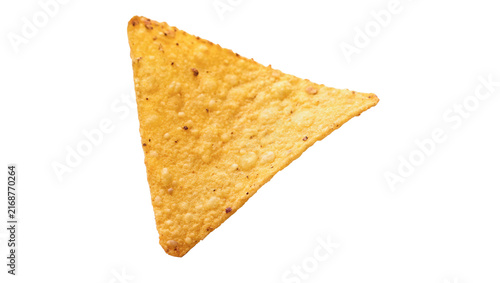 Photography Single crunchy triangle tortilla nacho chip isolated on transparent background