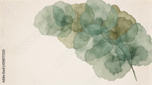 Delicate Watercolor Leaves on Soft Background