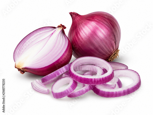 red onion on white background