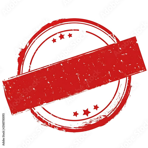 Red Distressed Rubber Stamp with Blank Horizontal Banner and Vintage Grunge Texture for Branding Label Packaging Poster Badge Certificate and Editable Vector Graphic Design