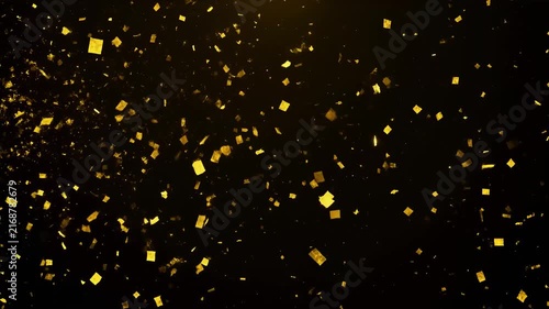 Gold dust floating in deep black space background animation