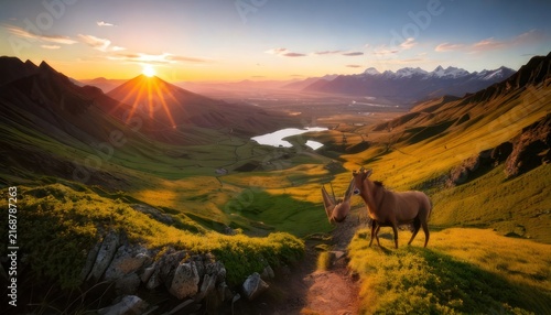 Majestic Elk at Sunrise - A Breathtaking Mountain Landscape.