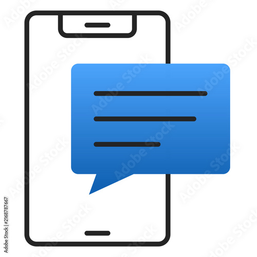 Message on smartphone line icon vector isolated. Symbol of a text message in online chat. Smartphone screen with message text.