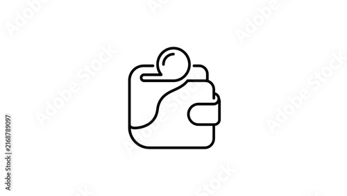 Hand holding credit card or wallet outline.