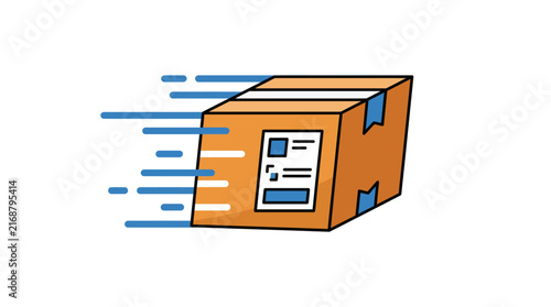 Cardboard Box Express Shipping Vector Illustration Representing Fast Parcel Delivery Logistics and E-commerce Fulfillment Services