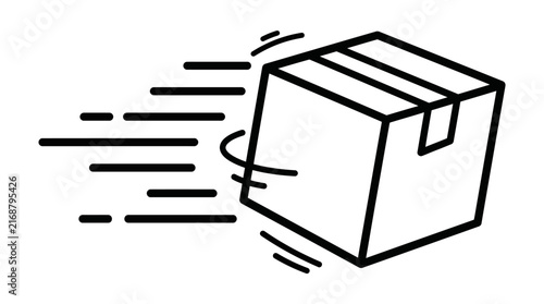 Fast parcel delivery service icon cardboard box moving forward express shipping logistics vector