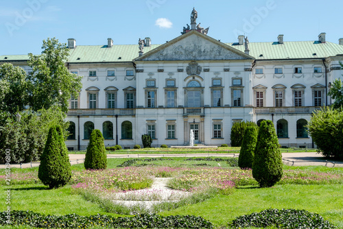 Krasiński Palace, a Baroque residence built in the late 17th century surrounded by a historic public garden in Warsaw, Poland
