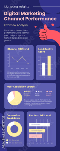 Flat Digital Marketing Channel Performance Infographic Banner