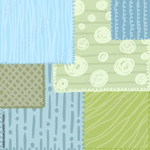 Fotografie Abstract seamless patterns of various objects such as polka dots, spirals, strai