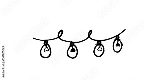 String of Light Bulbs Hand Drawn Doodle Sketch Line Art Vector

