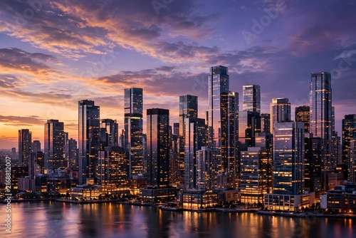 Urban Cityscape At Dusk