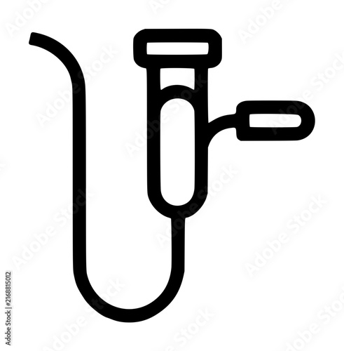 Tracheostomy tube vector icon illustration for medical and healthcare use. This minimalist black line art design represents a surgical airway device used in critical care and respiratory therapy.