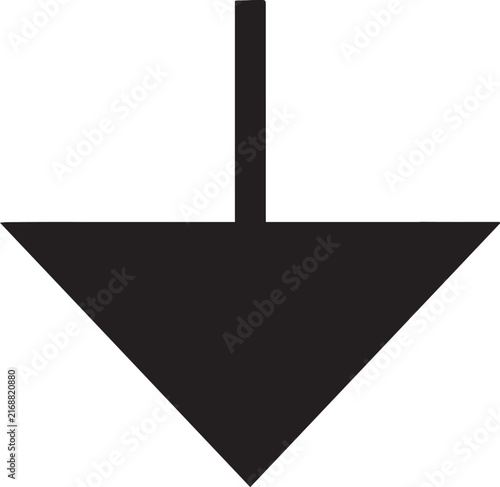 A smooth deep black arrow icon silhouette pointing down