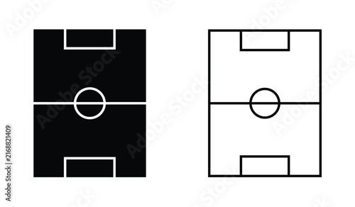 Soccer football court pitch line and glyph vector icon set