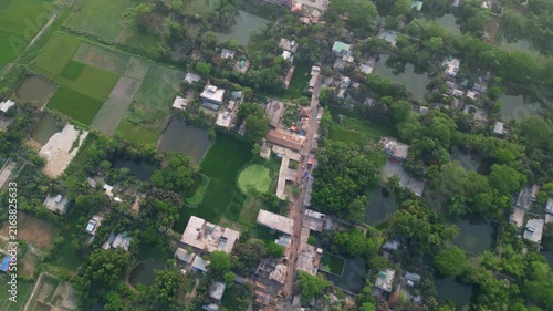 Aerial View Of A Village Market, Chandpur, Bangladesh