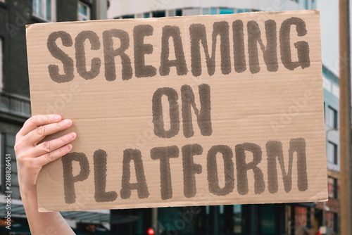 Картината върху платно "Screaming on platform" Loud confrontation erupts near tracks
