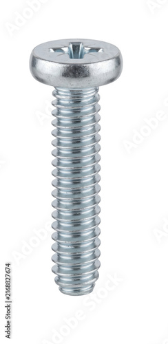Konstfotografi Single metal screw with Phillips head isolated on a white background