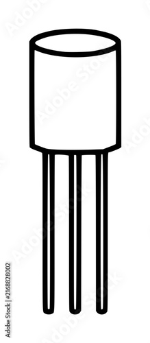 Obraz na plátně Minimalist black and white vector icon of a transistor electronic component with three pins, ideal for circuit diagrams, engineering projects, and technical hardware illustrations in science