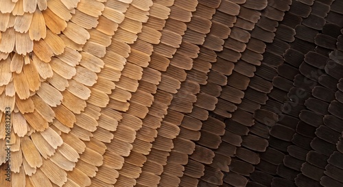 Microscopic texture of overlapping brown moth wing scales