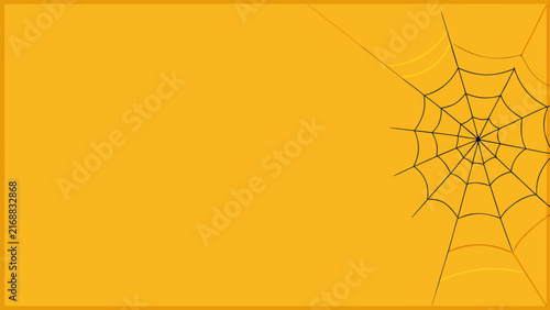 Detailed spider web corner pattern on bright yellow backdrop offers expansive space for autumn themed marketing collateral layouts.
