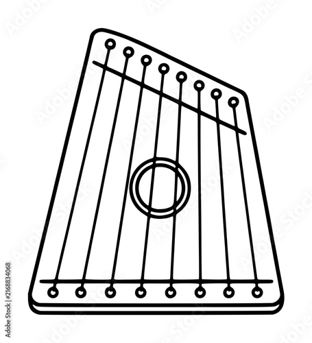 Konstfotografi Hand-traced vector illustration of a classic trapezoidal stringed instrument wit