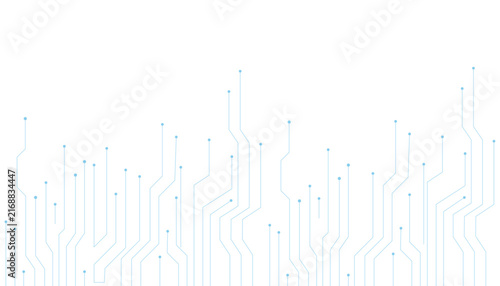 Abstract technology circuit board background, blue digital line pattern on white, futuristic electronic motherboard vector, high-tech data connection