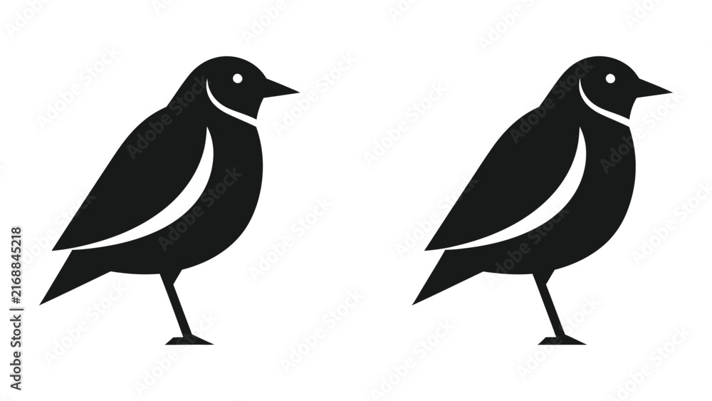 Fototapeta premium Bird silhouette vector icon for nature wildlife and avian themed graphic design projects