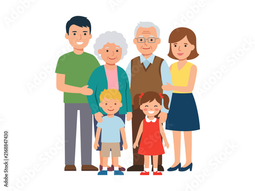 young couple with kids boy visits grandparents full family together elderly meeting mother