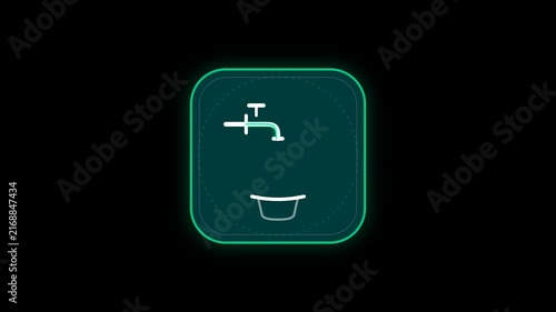 Drinking Water Point Faucet Bounce Ripple Warning Sign 4K Animation | Seamless Loop