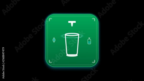 Drinking Water Station Wave Fill Green Warning Sign 4K Animation | Seamless Loop