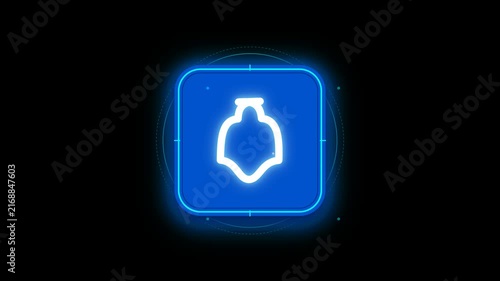 Pharmacy Sign Cross Capsule Outline Blue Warning Sign 4K Animation | Seamless Loop