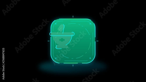 Pharmacy Mortar Pestle Line Trim Reveal Warning Sign 4K Animation | Seamless Loop