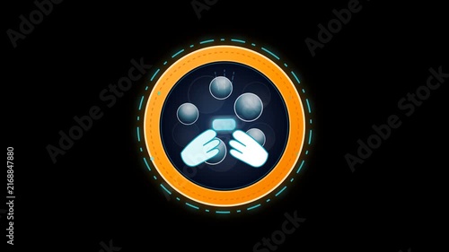 Wash Hands Expanding Foam Particles Orange Warning Sign 4K Animation | Seamless Loop