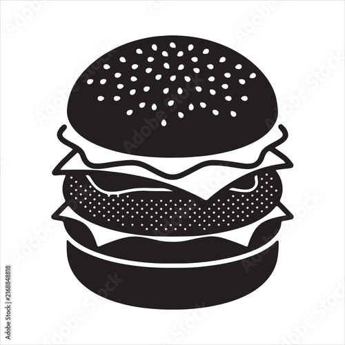 Egg muffin and breakfast burger icon silhouette flat vector illustration
