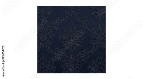 фотографія Elegant navy blue damask fabric with a rich embossed texture and intricate patte