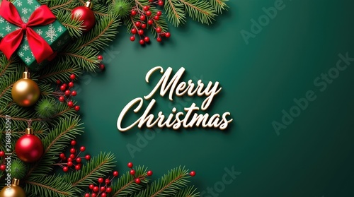 Christmas wreath with gifts and ornaments featuring 