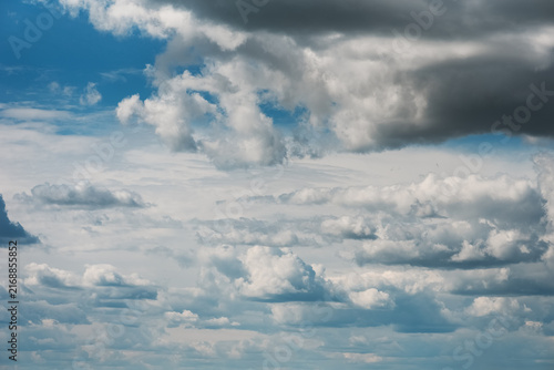 Beautiful cumulus clouds in the blue sky