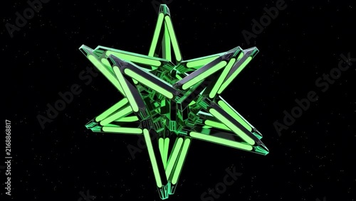 Green neon geometric panels fold like origami in a seamless futuristic 3D animation.