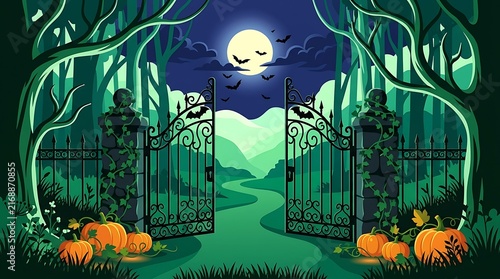 Enter the enchanted halloween realm a spooky and mystical background for your halloween celebrations and digital creations