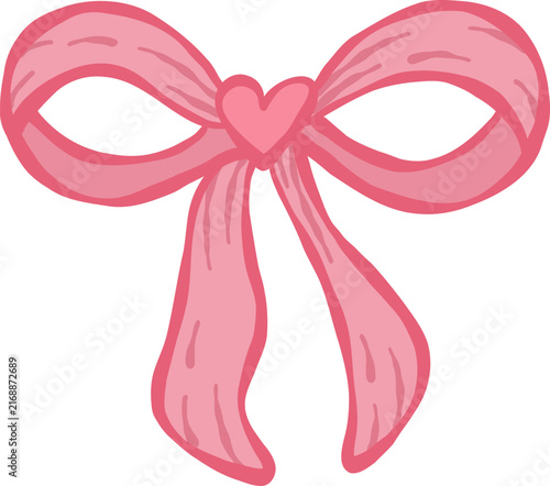 Valentines romantic heart love bow tie ribbon fashion vector cartoon illustration