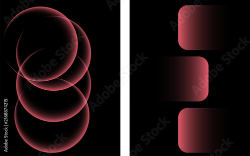 Abstract red gradient shapes on black background, minimalist vector graphic elements, modern geometric design templates