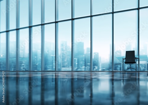 Modern office lounge with view on the city.
