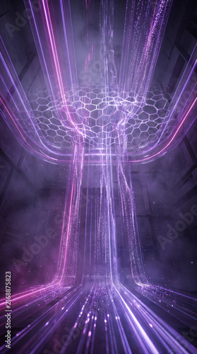 Cascading Digital Data Streams Flowing Through Neural Network Lattice Background