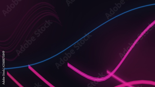 Abstract neon magenta and cyan flowing lines on a dark gradient background