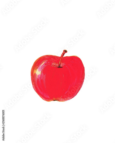 png Red apple drawn with watercolor pencils. Vibrant fruit illustration, artistic botanical study, colorful and detailed