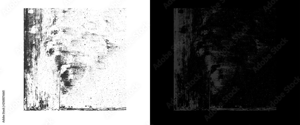 Fototapeta premium Grunge texture overlay set, black and white distressed background, vintage abstract paint splatters for graphic design