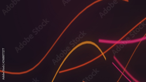 Orange and magenta glowing curved lines on a dark abstract background