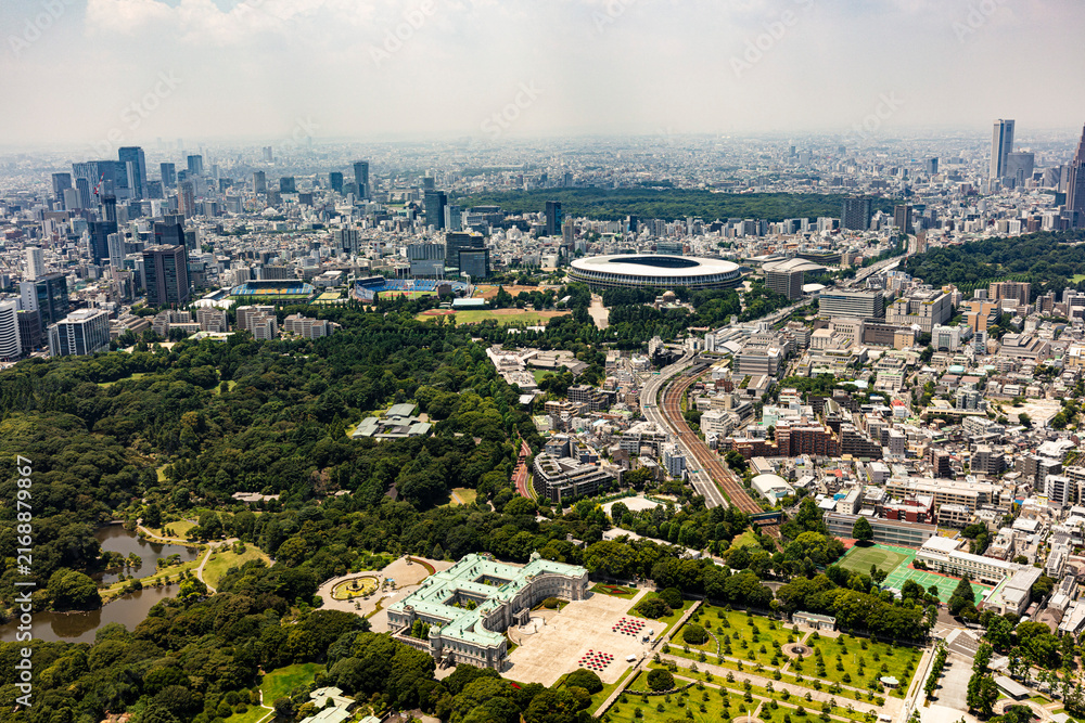Obraz premium 東京上空の空撮写真