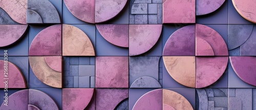 The pastel colors and geometric shapes create an abstract composition, highlighting texture and form in an eye-catching display of modern art