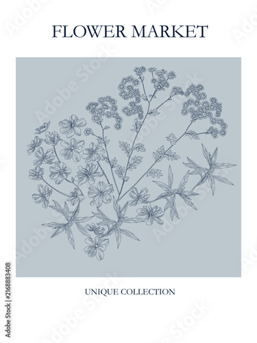 Poster with wildflowers in vintage style	
